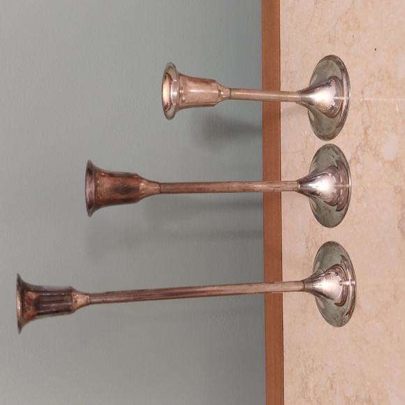 Silverplated Candlesticks - set of 3 - Picture 1 of 4
